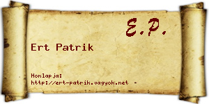 Ert Patrik névjegykártya